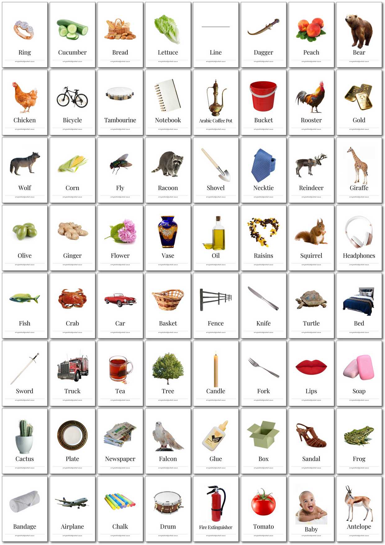 350 Printable English Flashcards - Digital Download